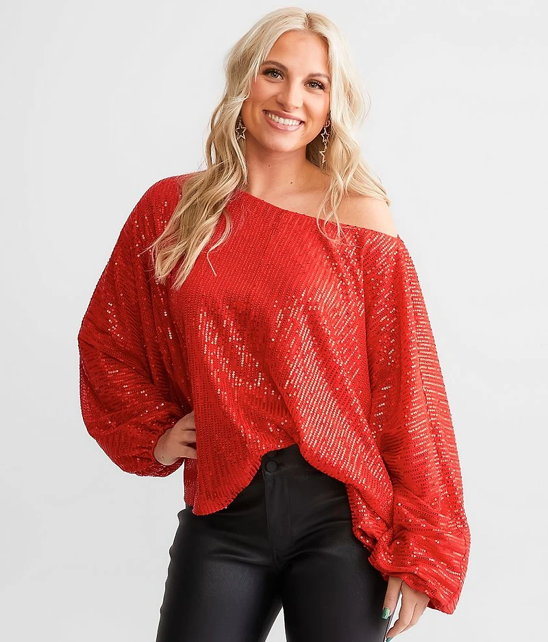 Sequin Mesh Dolman Top