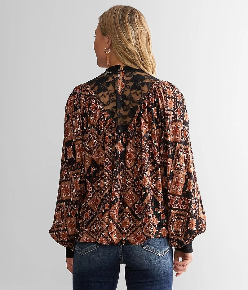 Printed Lace Top