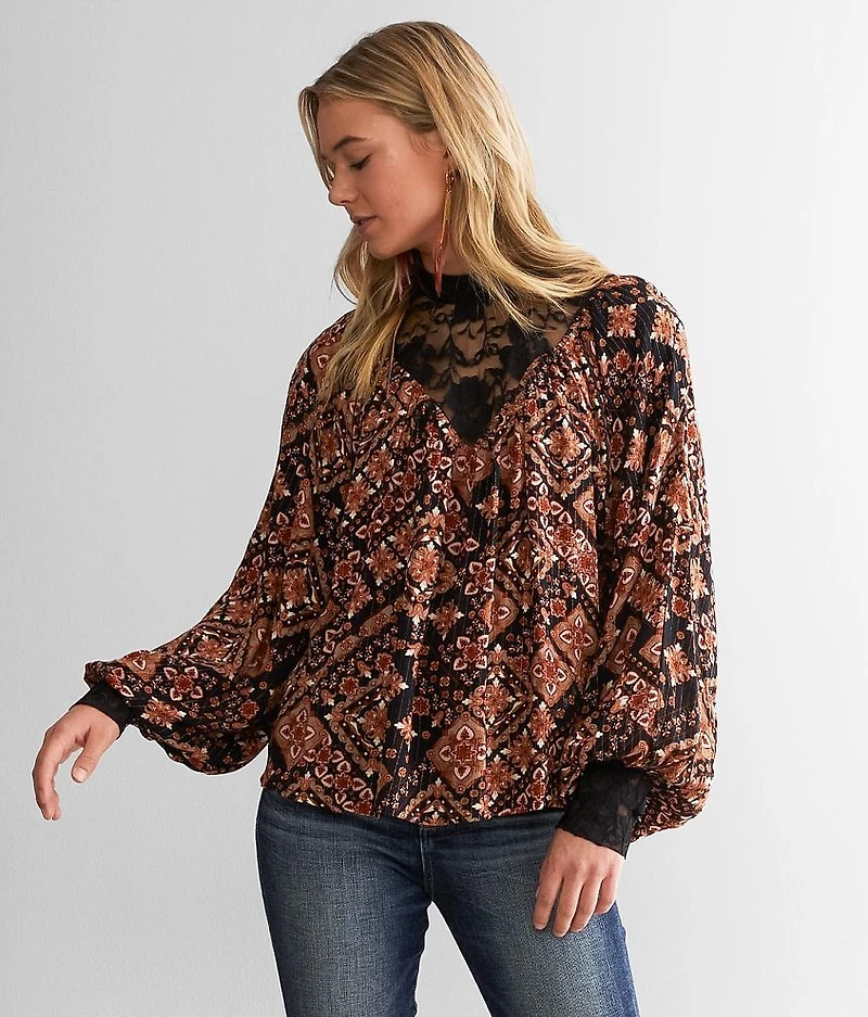 Printed Lace Top
