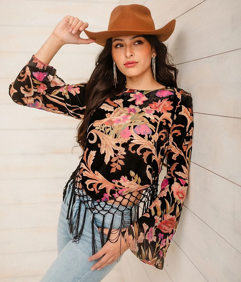 Velvet Fringe Top