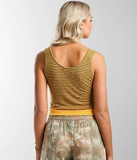 Striped V-Neck Cropped Tank Top