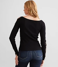 Cut-Out Faux Pearl Top