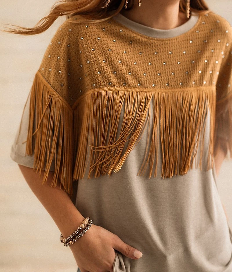Rhinestone Fringe Top