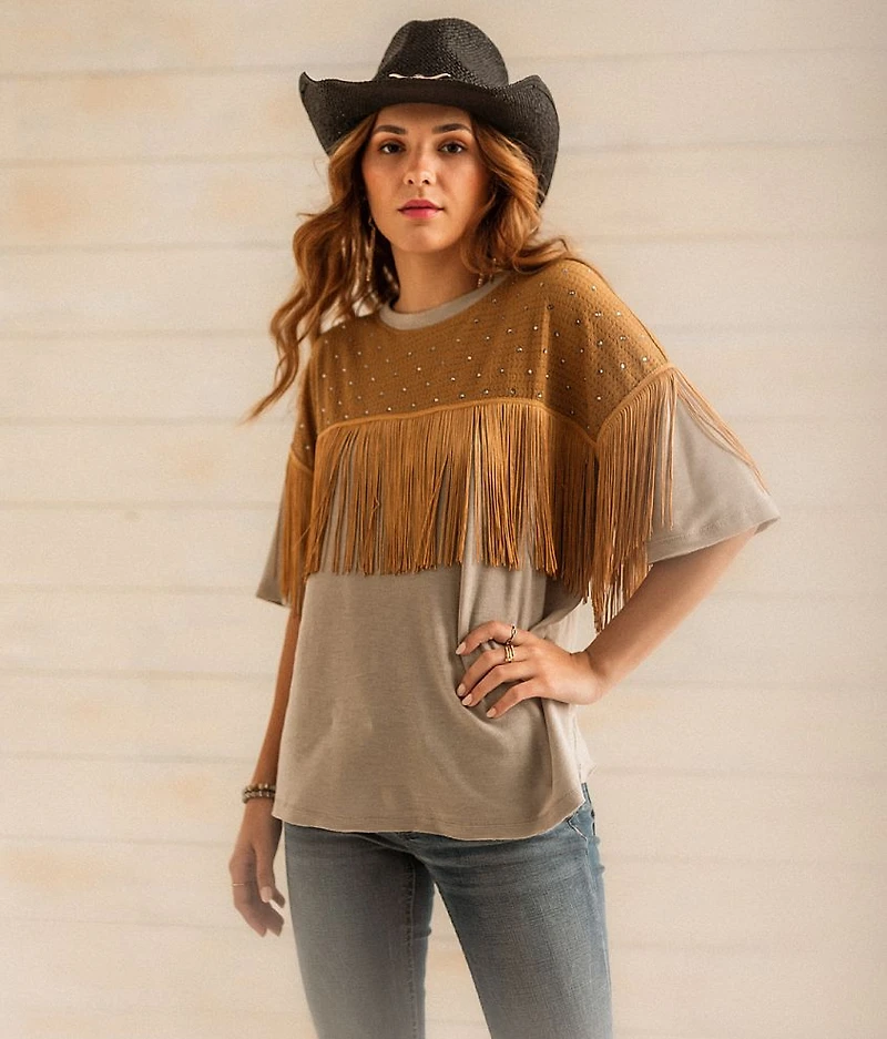 Rhinestone Fringe Top