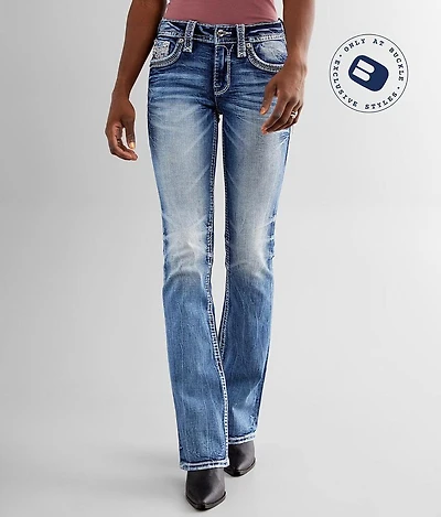 Beet Red Mid-Rise Boot Stretch Jean