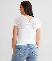 Ruched Mesh Top