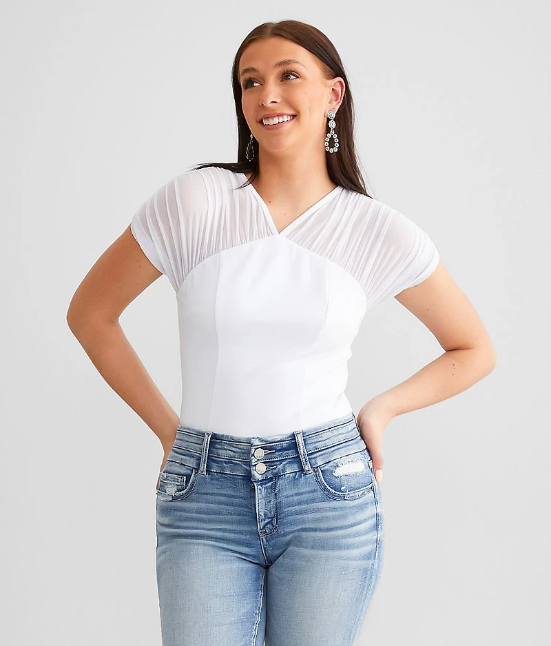 Ruched Mesh Top