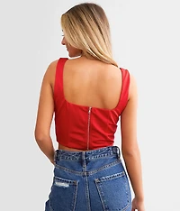 Satin Corset Cropped Tank Top