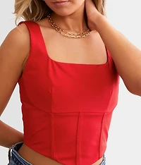 Satin Corset Cropped Tank Top