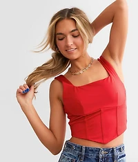 Satin Corset Cropped Tank Top
