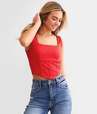 Satin Corset Cropped Tank Top