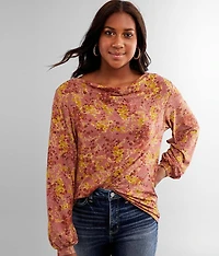Floral Wide Cowl Neck Top