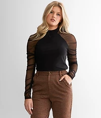 Sheer Mesh Sleeve Top