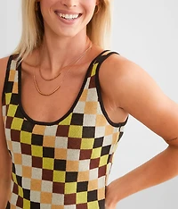 Maria Checkered Mini Sweater Dress