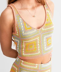 Shadow Box Cropped Sweater Tank Top