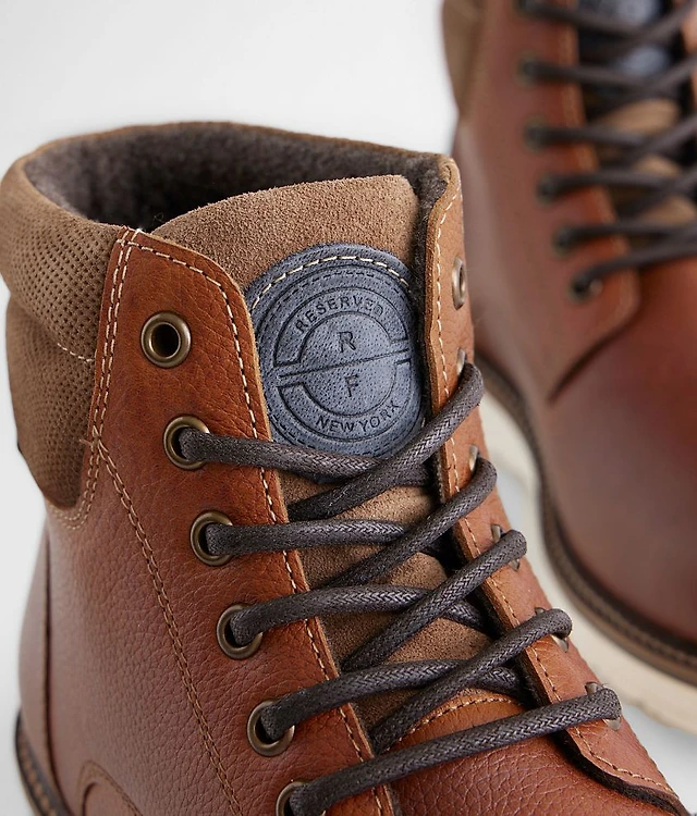 Buckle Reserved Footwear Wedge Leather Boot | Liberty Center display picture 1