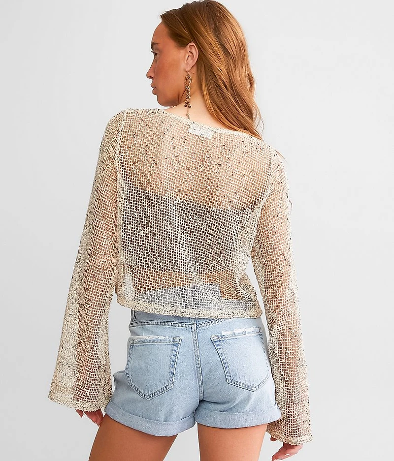 Mesh Cropped Sweater