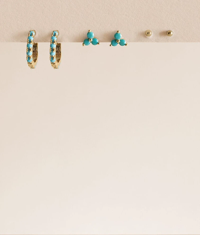 3 Pack Turquoise Earring Set