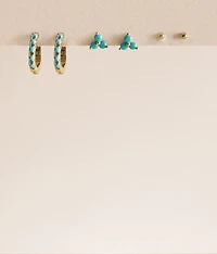 3 Pack Turquoise Earring Set