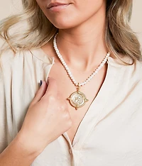 Coin Faux Pearl Necklace