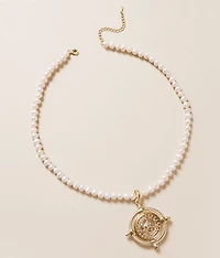 Coin Faux Pearl Necklace