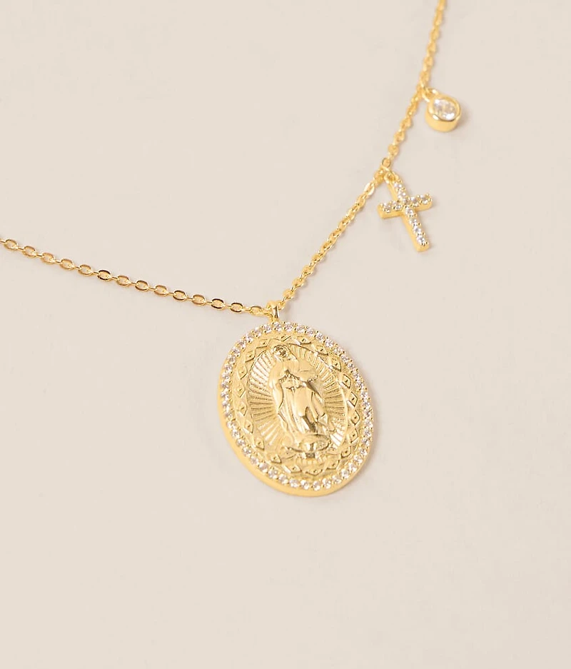 Virgin Mary Cross Pendant Necklace