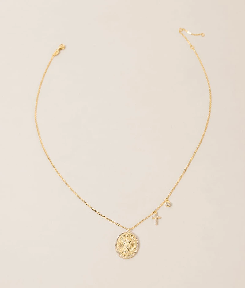 Virgin Mary Cross Pendant Necklace