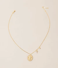 Virgin Mary Cross Pendant Necklace