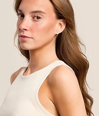 Pave Cross Huggie Earring