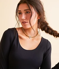 Pave Heart Chain Necklace