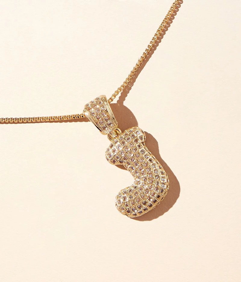 J Pave Initial Necklace