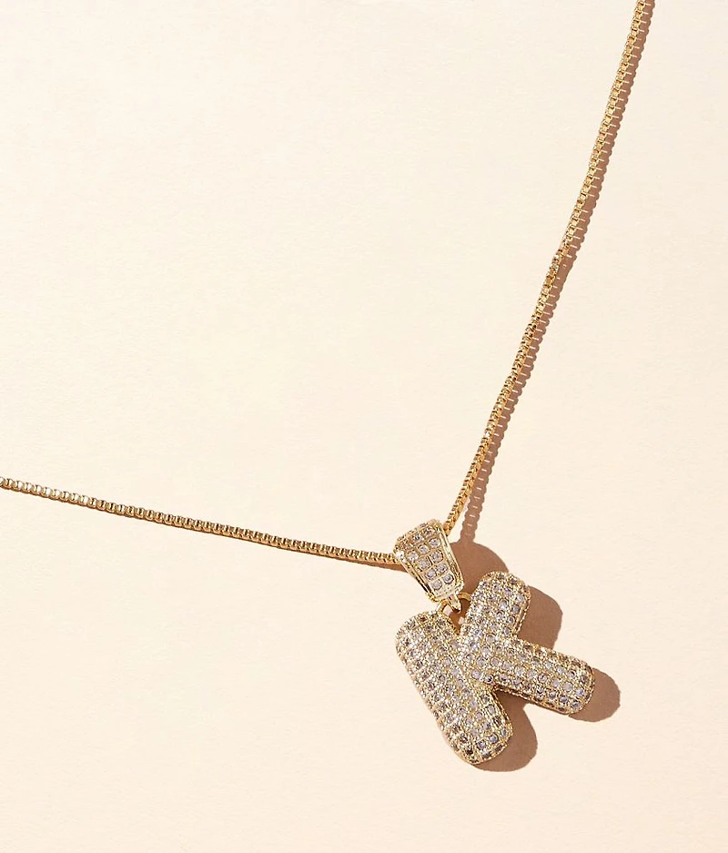 K Pave Initial Necklace