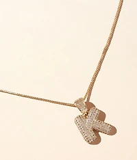 K Pave Initial Necklace