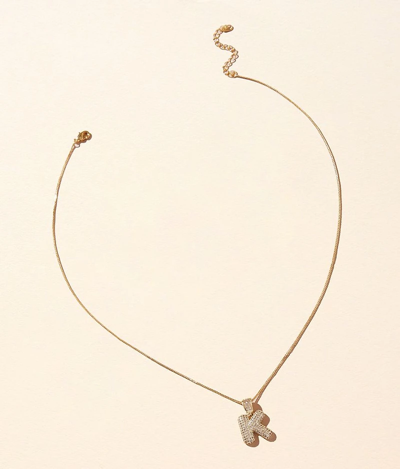 K Pave Initial Necklace