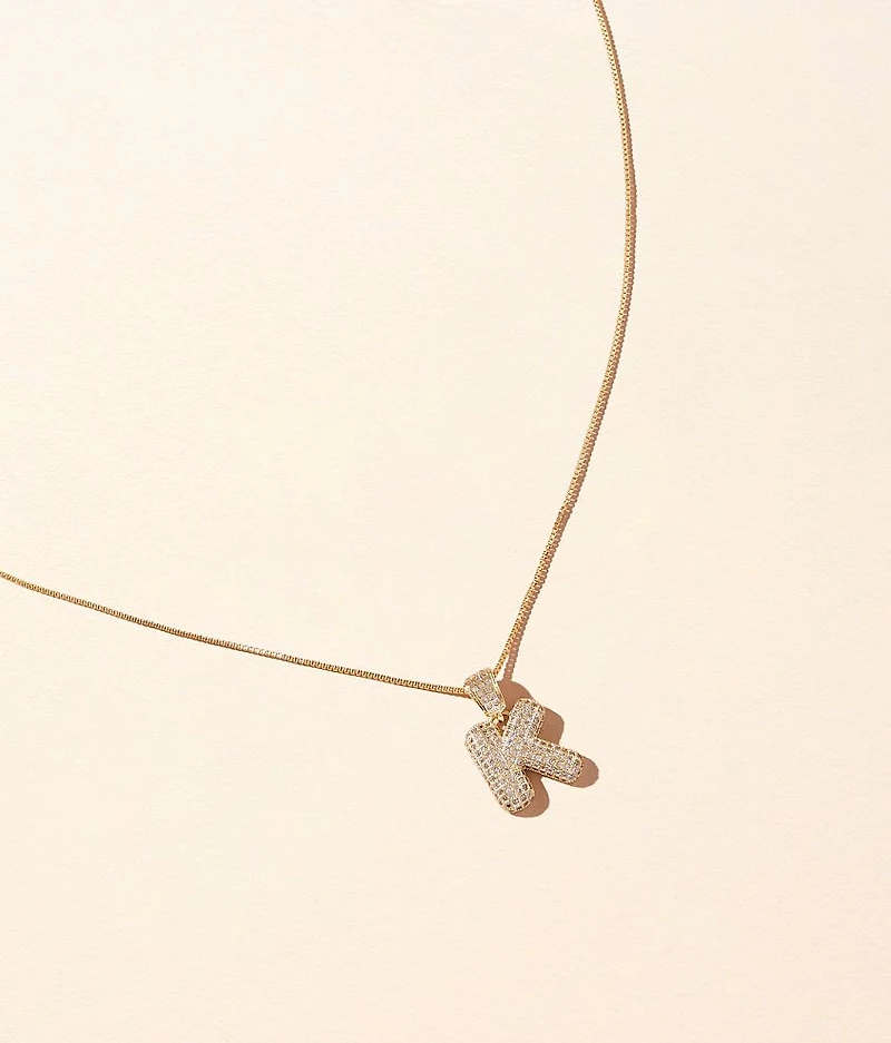 K Pave Initial Necklace