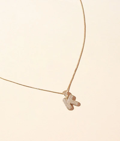 K Pave Initial Necklace