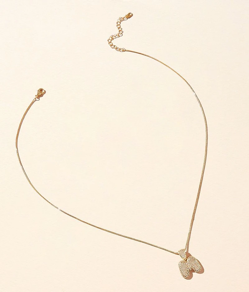 M Pave Initial Necklace