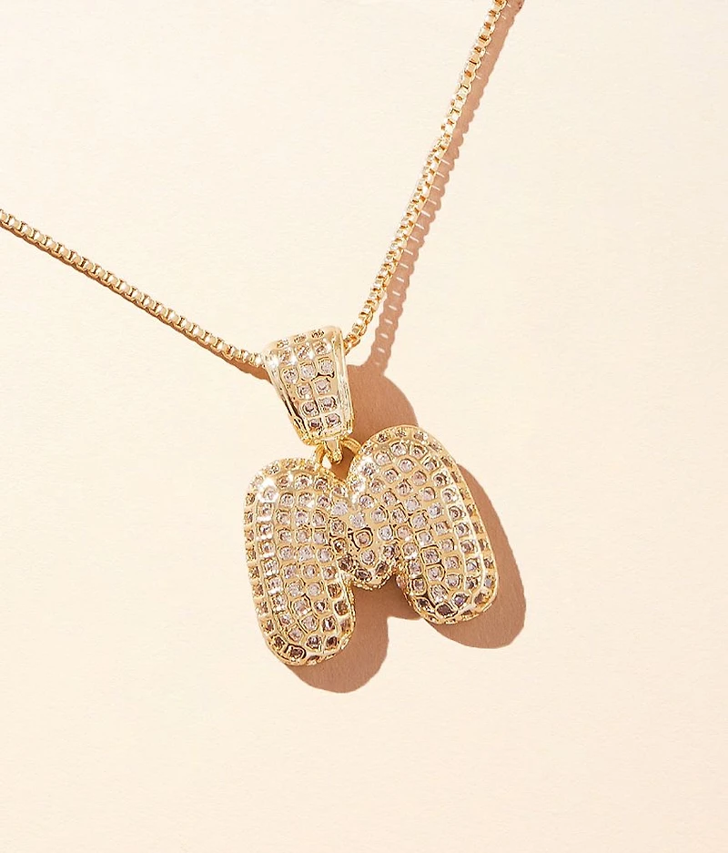 M Pave Initial Necklace