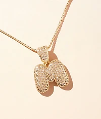 M Pave Initial Necklace