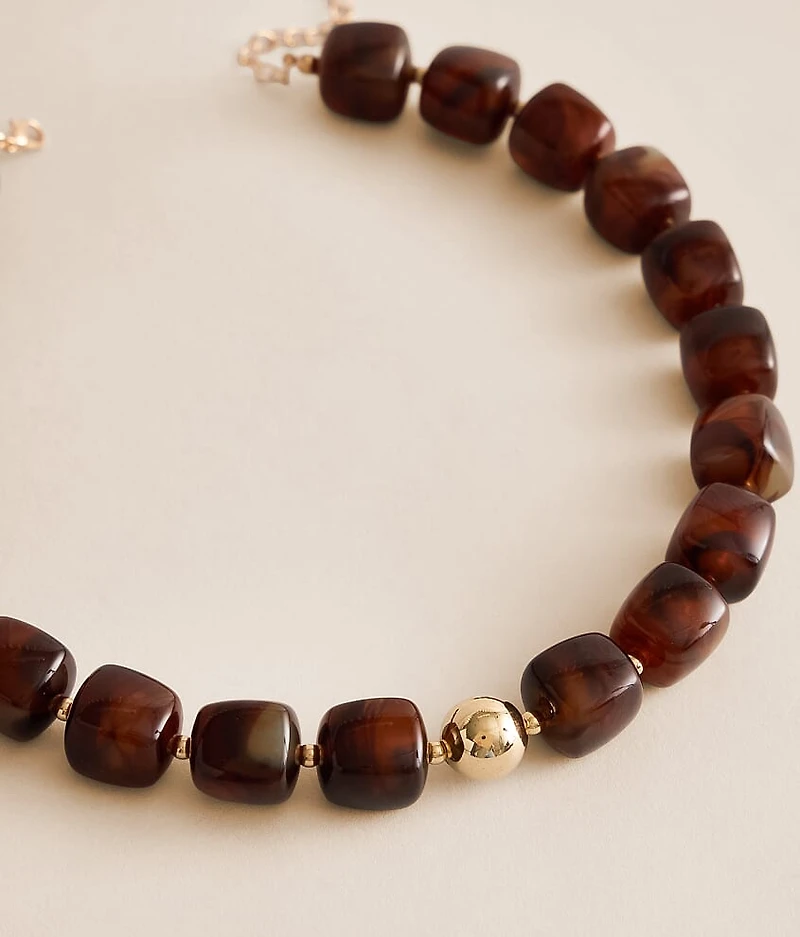 Pebbles Mocha Beaded Necklace