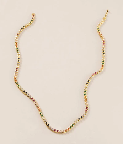 Sahira Jewelry Design Rainbow Bezel Tennis Necklace