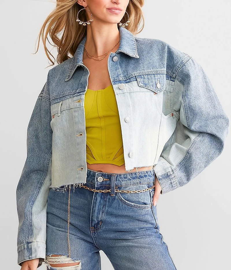 Two-Toned Denim Cropped Jacket