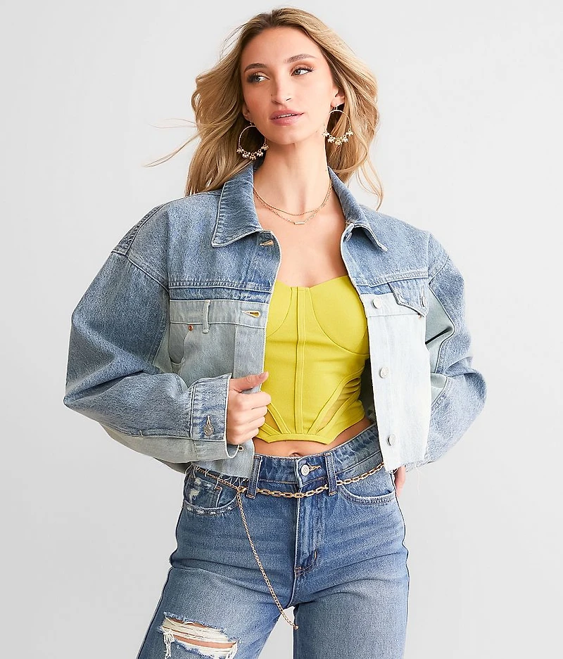 Two-Toned Denim Cropped Jacket