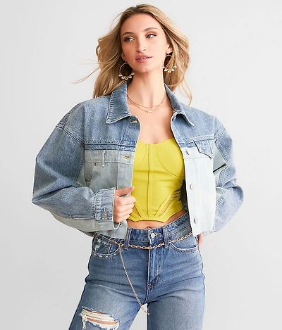 Two-Toned Denim Cropped Jacket