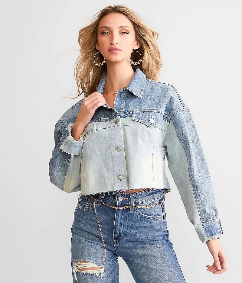 Two-Toned Denim Cropped Jacket