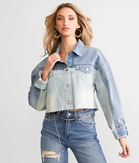 Two-Toned Denim Cropped Jacket