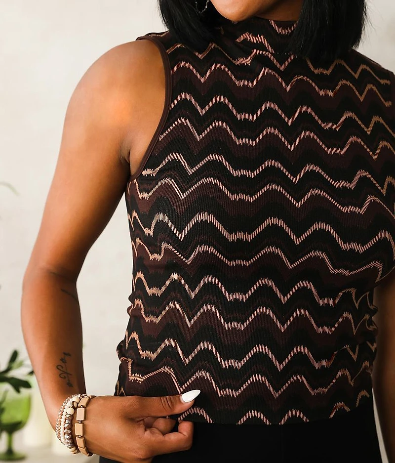 Wave Mock Neck Tank Top