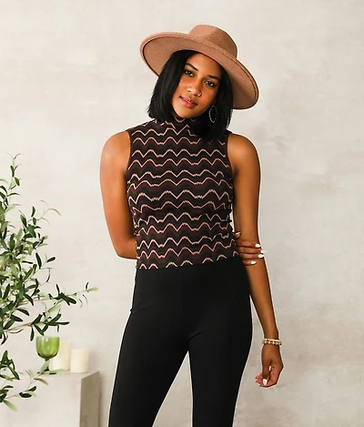 Wave Mock Neck Tank Top