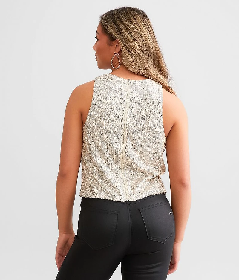 Sequin High Neck Cropped Tank