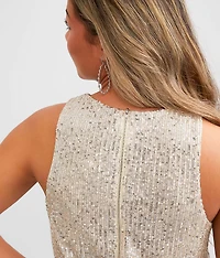 Sequin High Neck Cropped Tank